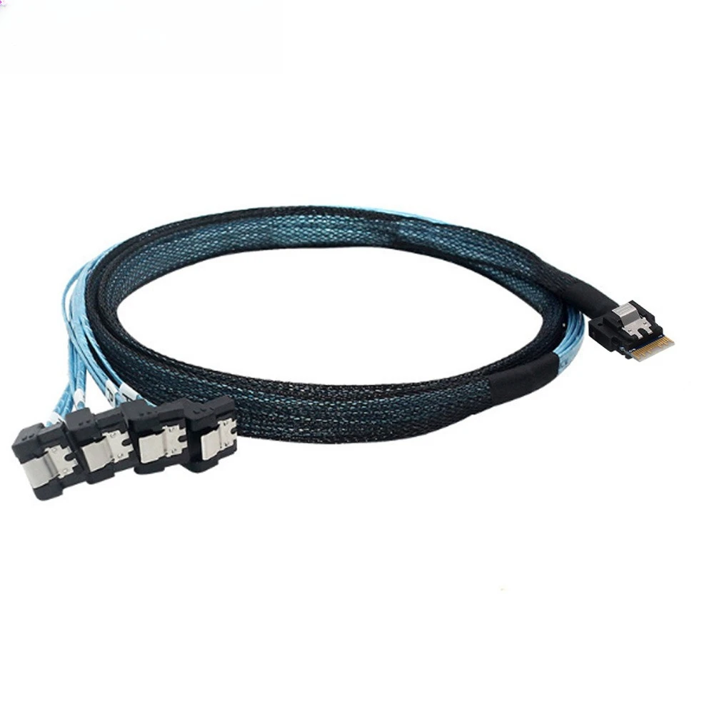 PCIE Slimline SAS 4,0 38Pin SFF-8654 4i a 4 SATA 7P hembra Cable adaptador de 90 grados longitud de alta velocidad opcional 0,5 M 1M - imagen 5