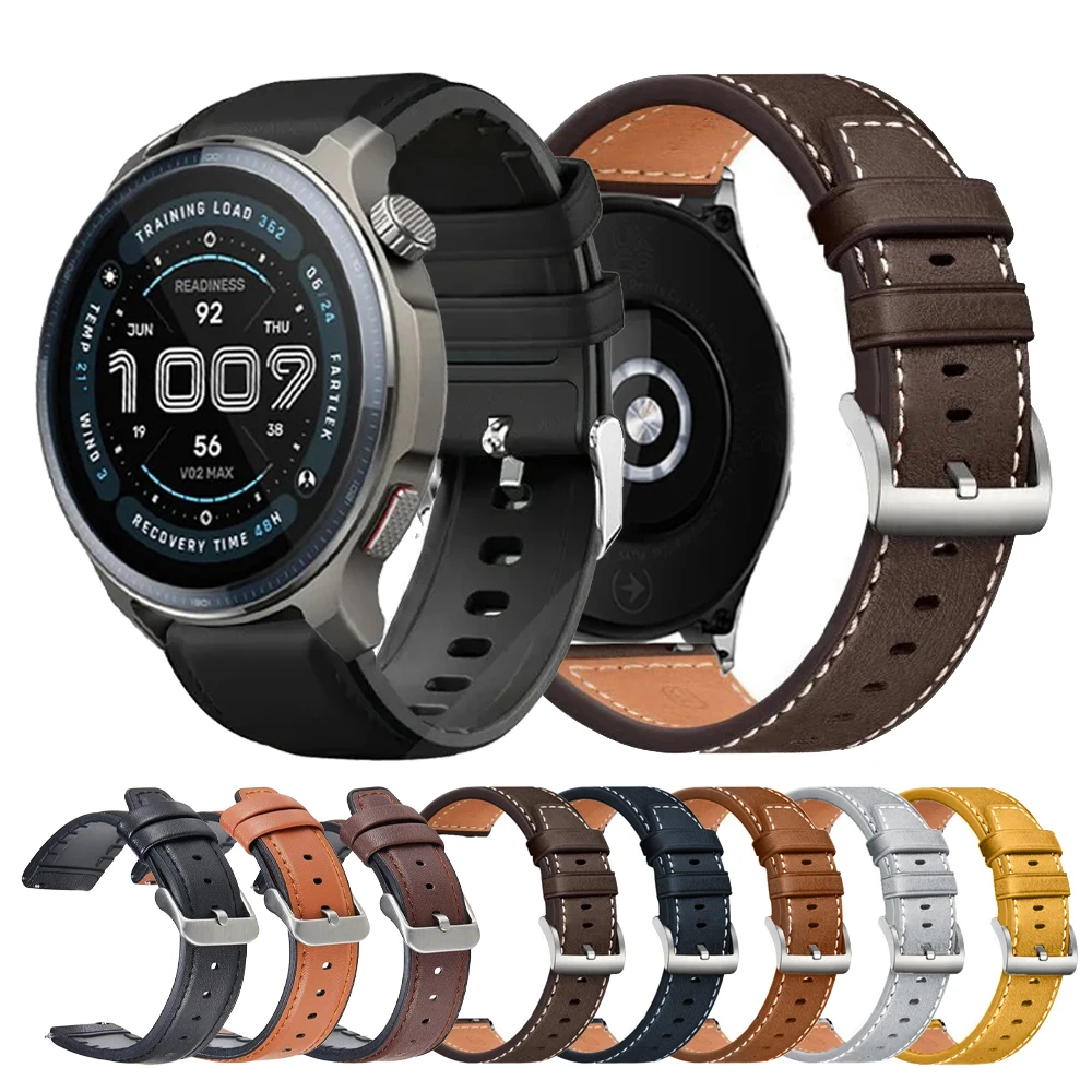Correa de cuero y silicona de 22mm para Huami Amazfit BALANCE/GTR 4 3 2 2E/GTR, correa de reloj de 47mm para Amazfit Bip 6 5/Stratos 3 2