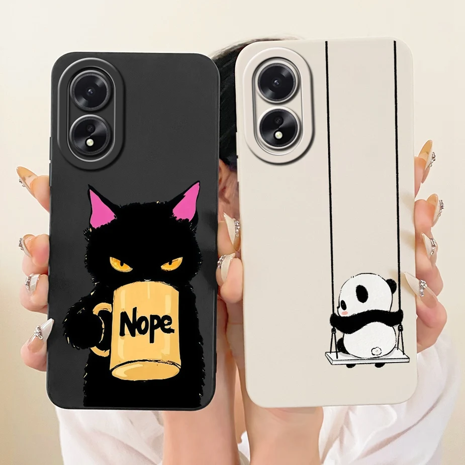 Para Oppo A38 4G funda CPH2579 lindo gato dibujos animados caramelo pintado cubierta suave TPU funda de teléfono para Oppo A18 A 38 OppoA18 OppoA38 4G Shell - imagen 5