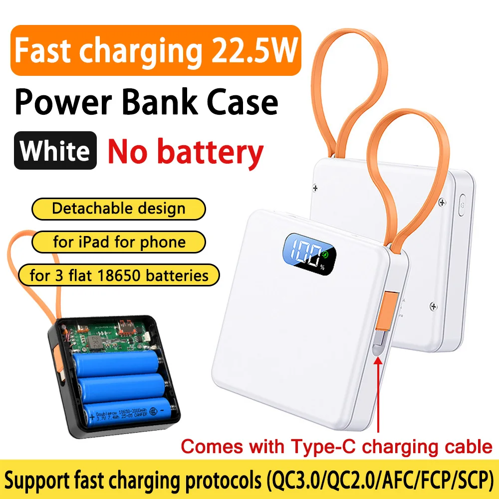 Caja de batería de 3x18650, carcasa de Banco de energía con pantalla Digital sin soldadura, 10W, 22,5 W, Banco de energía de carga rápida, Kit DIY sin batería - imagen 2
