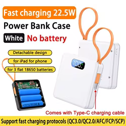 Caja de batería de 3x18650, carcasa de Banco de energía con pantalla Digital sin soldadura, 10W, 22,5 W, Banco de energía de carga rápida, Kit DIY sin batería