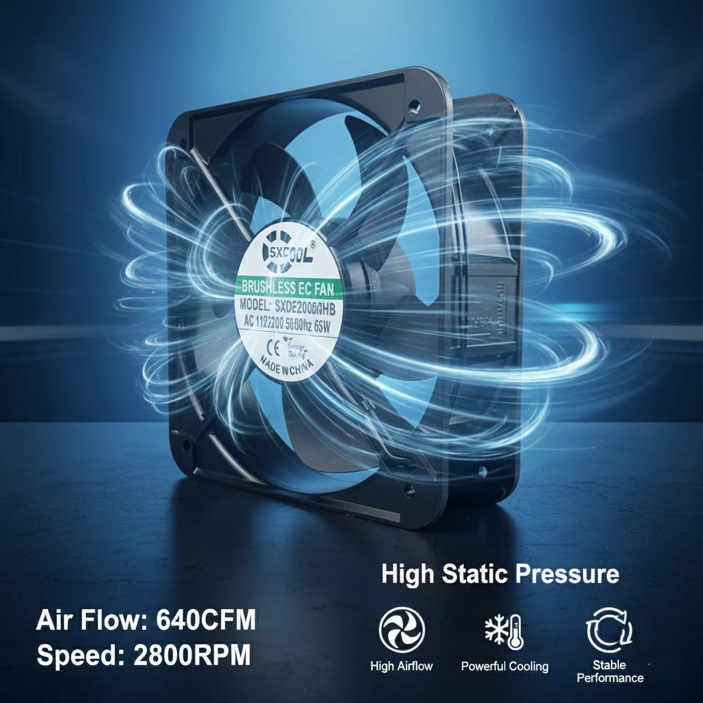 EC 200x200x60mm 200mm 20cm ventilador de refrigeración de ahorro de energía 220V 2800RPM 640CFM marco de Metal doble rodamiento de bolas alto flujo de aire - imagen 3