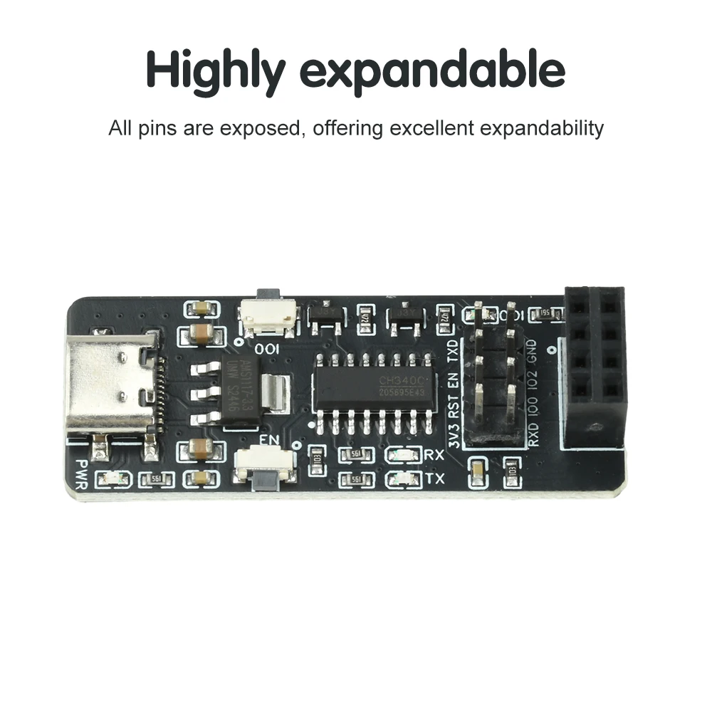 Módulo de transmisión transparente inalámbrico CH340 ESP-01/01S ESP8266 puerto serie a placa adaptadora de módulo Wifi tipo C - imagen 3