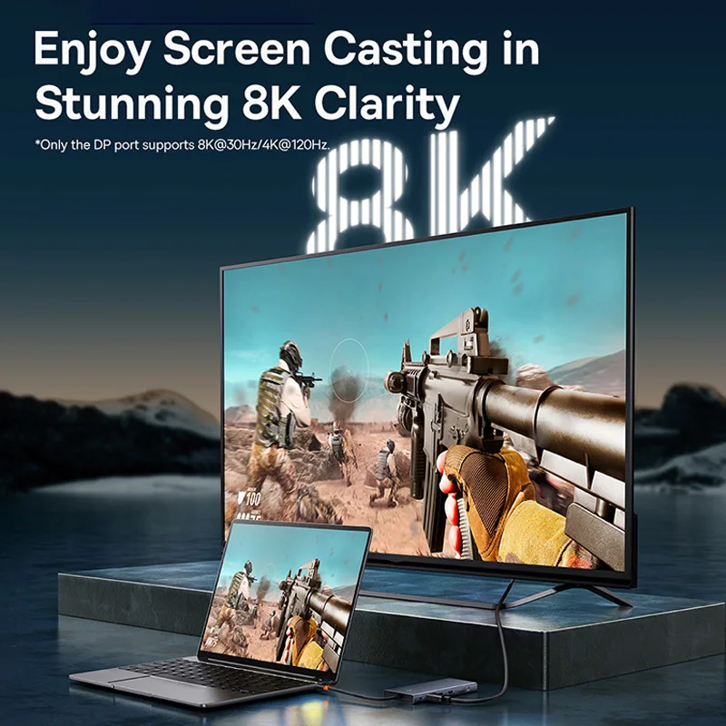 Baseus USB C Hub tipo C a HDMI USB HUB adaptador 13 en 1 DP 4K 60Hz 120Hz RJ45 VGA convertidor PD 100W USB A 3,1 2,0 para Macbook PC - imagen 2