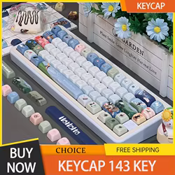 Keycap 143 teclas ergonómicas PBT sublimación térmica accesorios de computadora Keycap azul para teclado mecánico regalos personalizados