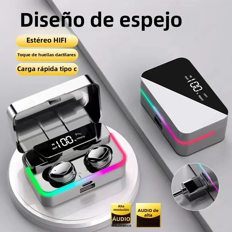 Auriculares inalámbricos con Bluetooth, cascos TWS con micrófono estéreo deportivos, intrauditivos con Control táctil, Larga modo de reposo, llamadas HD, juego - imagen 2