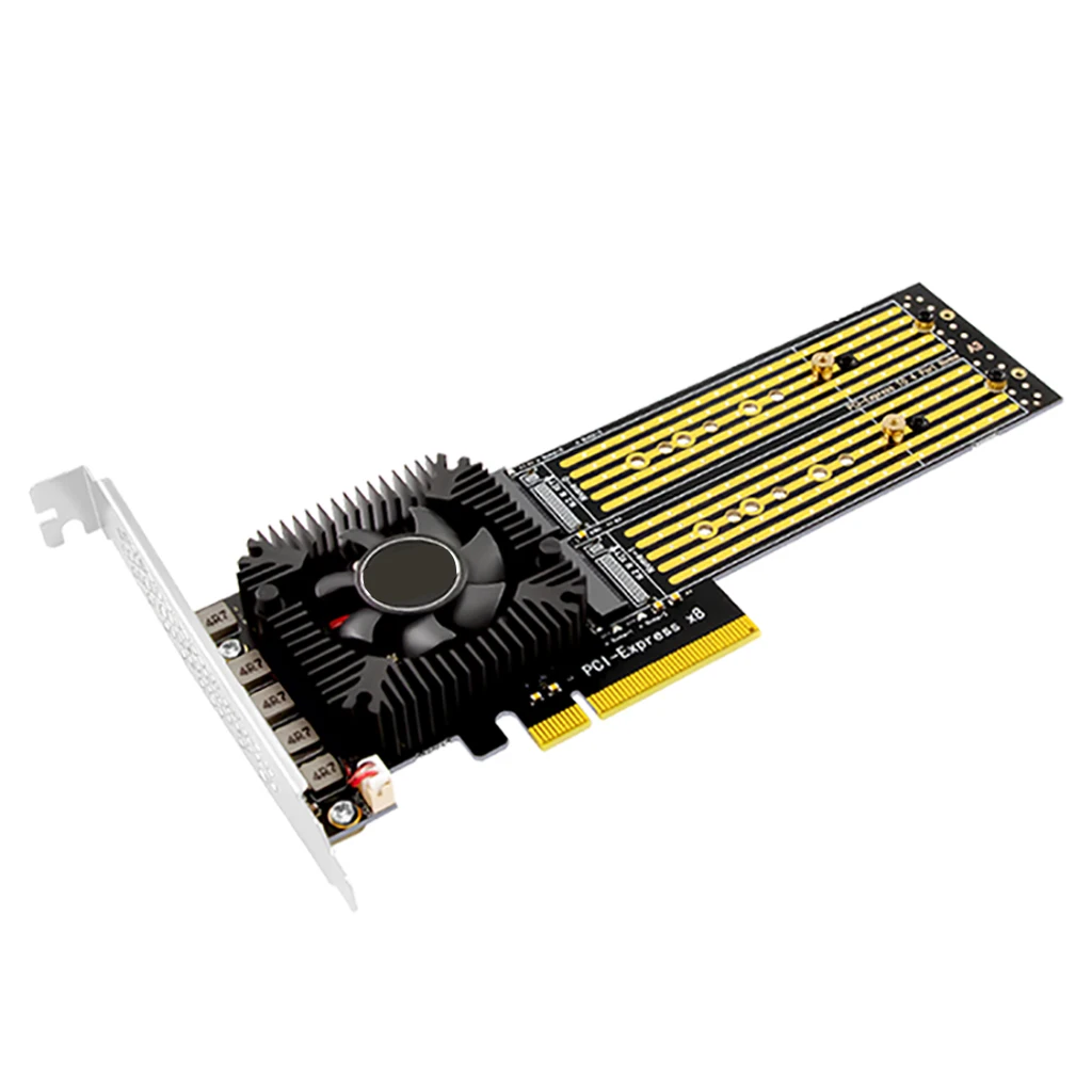 Tarjeta de expansión PCI-E X4 / X8 a 4 puertos M.2 M-Key B & M para NVME 2230 2242 2260 2280 22110 tarjeta adaptadora de matriz SSD para chasis 2U