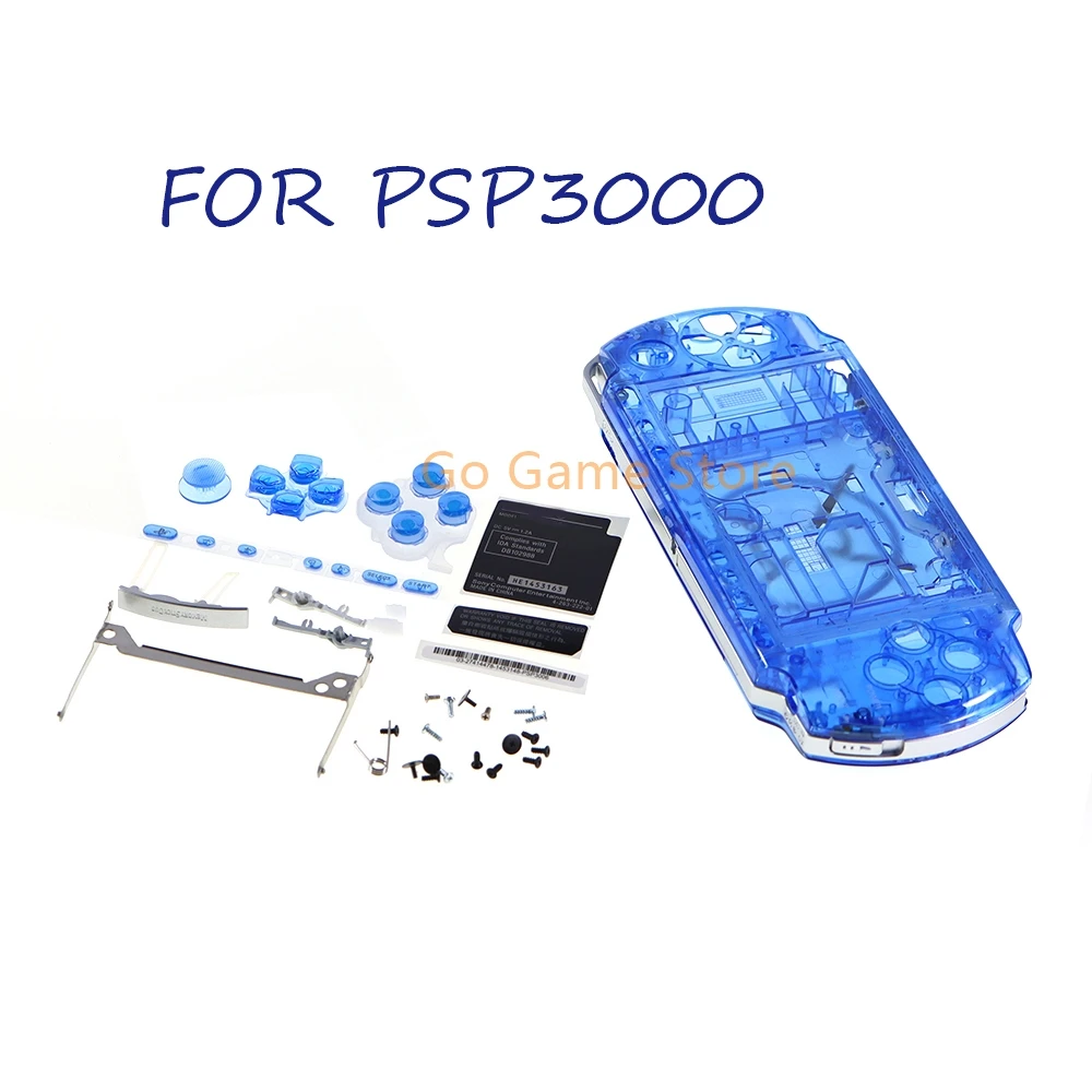 1 Juego para PSP3000 PSP 3000 carcasa transparente reemplazo de consola de juegos 6 colores funda completa con kit de botones
