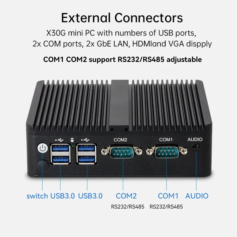 Mini PC Industrial Intel Celeron J6412 Sin Ventilador Ethernet WiFi 4G - imagen 2
