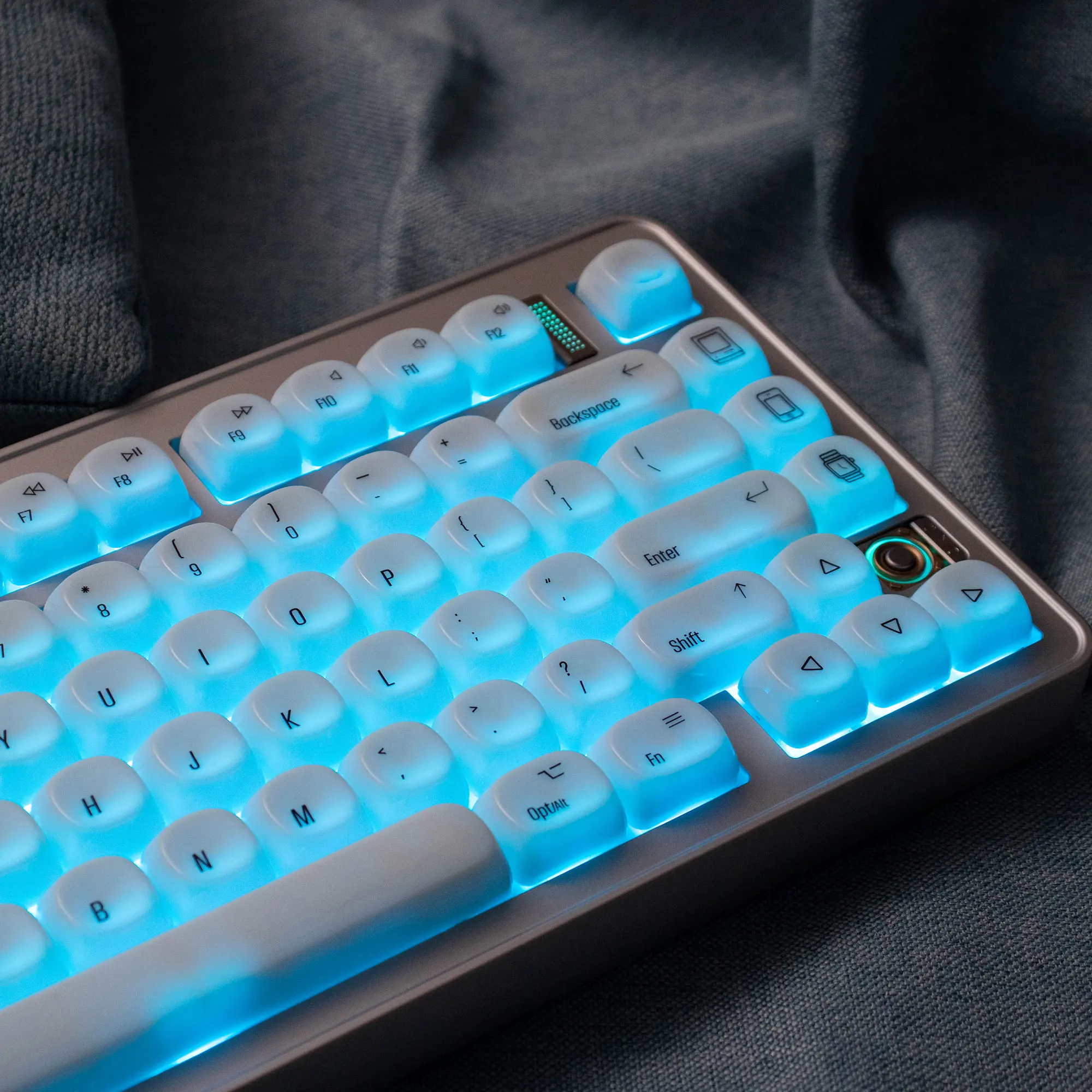 Lindas teclas MOA, estilo manzana brillante, minimalista, semitransparente, teclado mecánico, ABS personalizado, dos colores para Wooitng - imagen 3