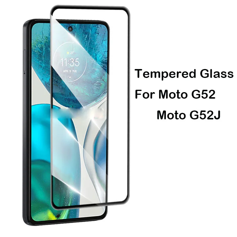 Protector de pantalla 9H para Motorola Moto G22 G32 G52 G82 G52J G62 G42, vidrio templado, borde negro, cobertura completa, vidrio a prueba de explosiones - imagen 2