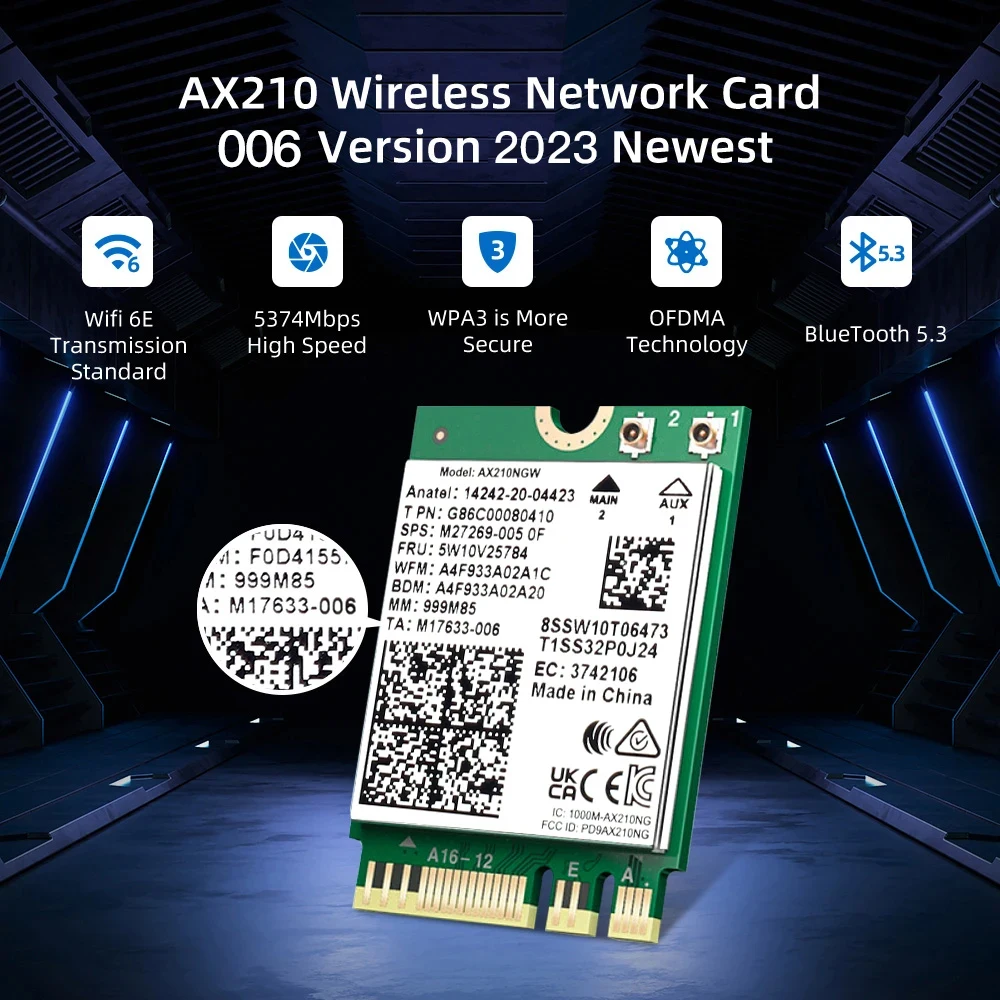 Tarjeta Wi‑Fi 6E AX210NGW Tri‑Banda 2,4/5/6 GHz 5374 Mbps BT5.3 - imagen 5