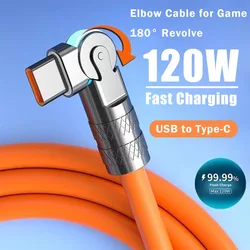 Cable USB-C de carga rápida con conector acodado para juegos