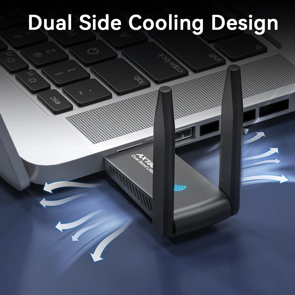 Adaptador USB WIFI 6 de 1800M, tarjeta de red AX1800 Dual de antena, banda Dual 2,4G 5G, adaptador WiFi para PC, portátil, tableta, controlador de juegos - imagen 3