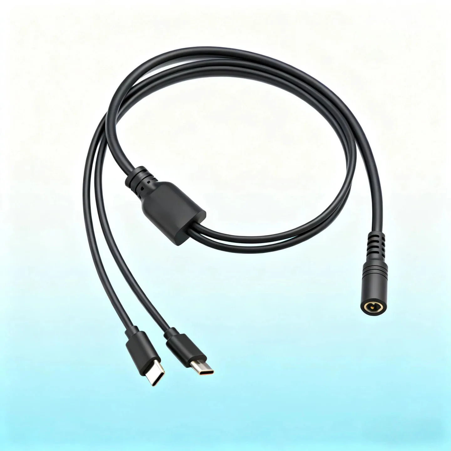 Cables divisores DC 5,5*2,1mm a tipo c Cables de cargador de energía 0,75 M 1 a 2 3 4 5 6 Cable de datos 18AWG todos los cables de alimentación Coppwe - imagen 4