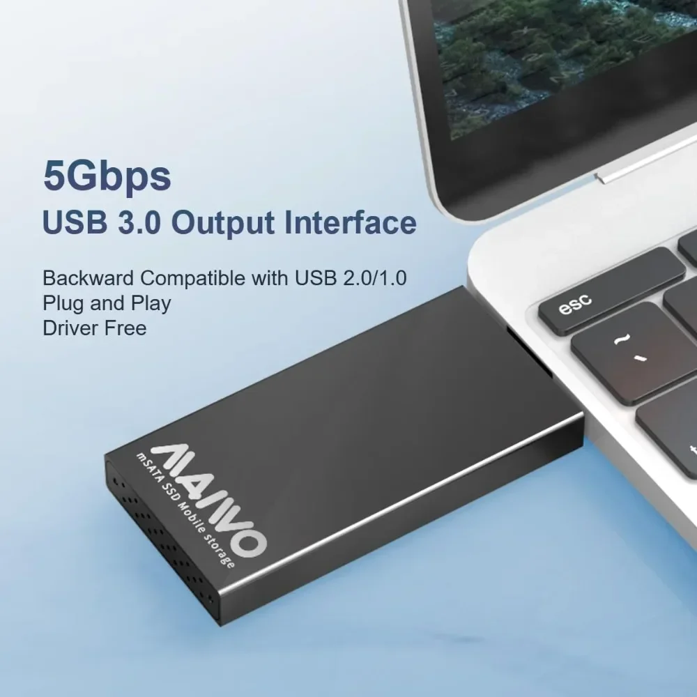 MAIWO mSATA SSD funda USB 3,0 aleación de aluminio unidad externa de estado sólido adaptador USB 3,0 para 30x30mm 51x30mm accesorios de PC - imagen 3
