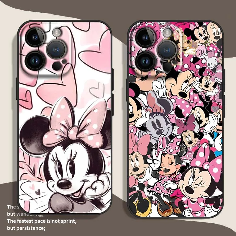 Dreamy Minnie para Apple iPhone 16E 16 15 14 13 12 11 XS X Mini Plus Pro Max funda de teléfono negra - imagen 2