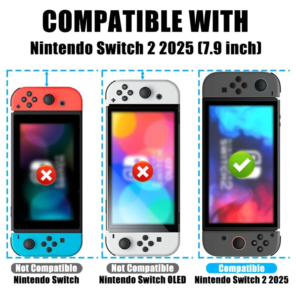 2 uds Switch 2 Protector de pantalla de vidrio templado película antiarañazos Compatible con Nintendo Switch 2 accesorios de juego 9H NS - imagen 2