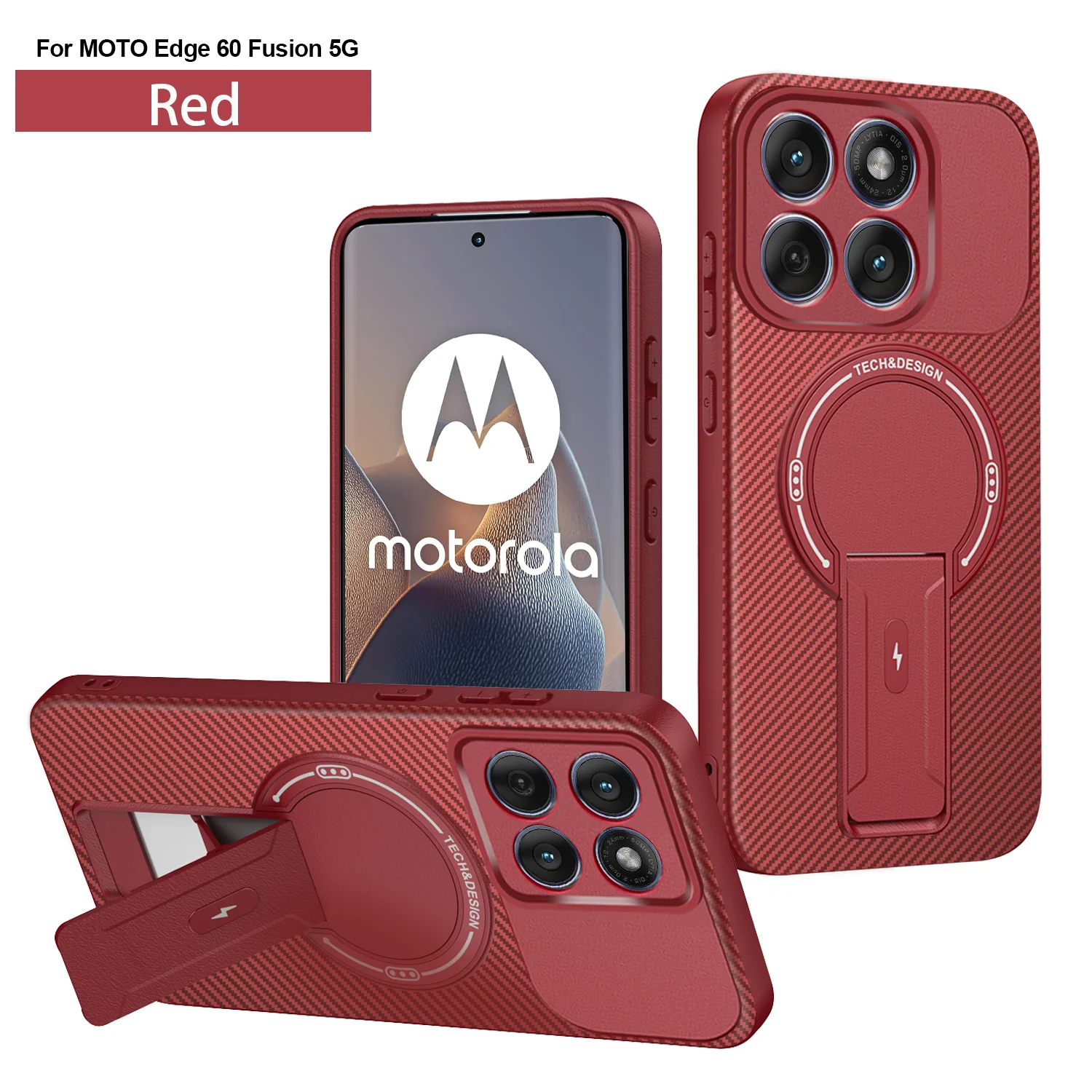 Funda magnética para Moto Edge 60 50 Fusion, soporte con patrón de fibra de carbono, cubierta de protección contra caídas militar para Motorola Edge60 Pro - imagen 5