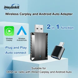 iHeylinkit Adaptador CarPlay Android Auto Inalámbrico Plug&Play USB