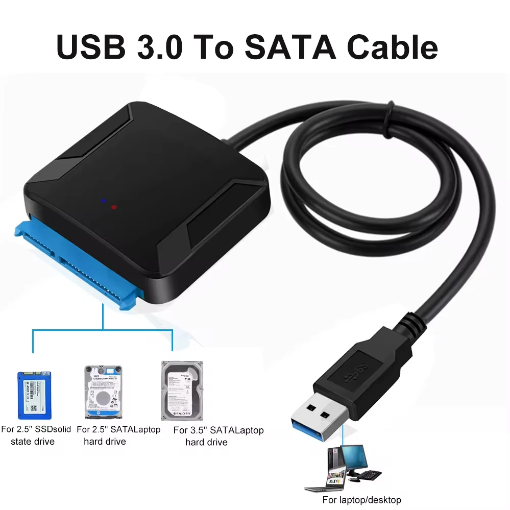 Cable USB 3,0 a Sata, convertidor adaptador de disco duro USB 3,0, adaptador externo HDD SSD de 2,5/3,5 pulgadas para ordenador portátil Xbox One Xbox 360 PS4