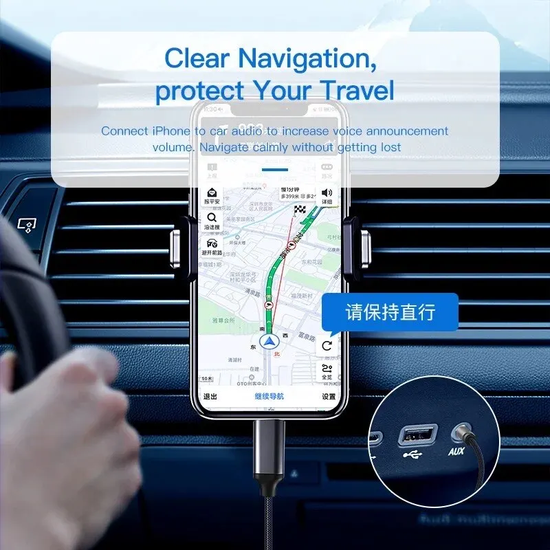 Cable auxiliar Lightning a conector de 3,5mm, adaptador de auriculares de 8 pines a AUX de 3,5mm, divisor de conector de Cable de Audio para altavoz de coche iPhone - imagen 2