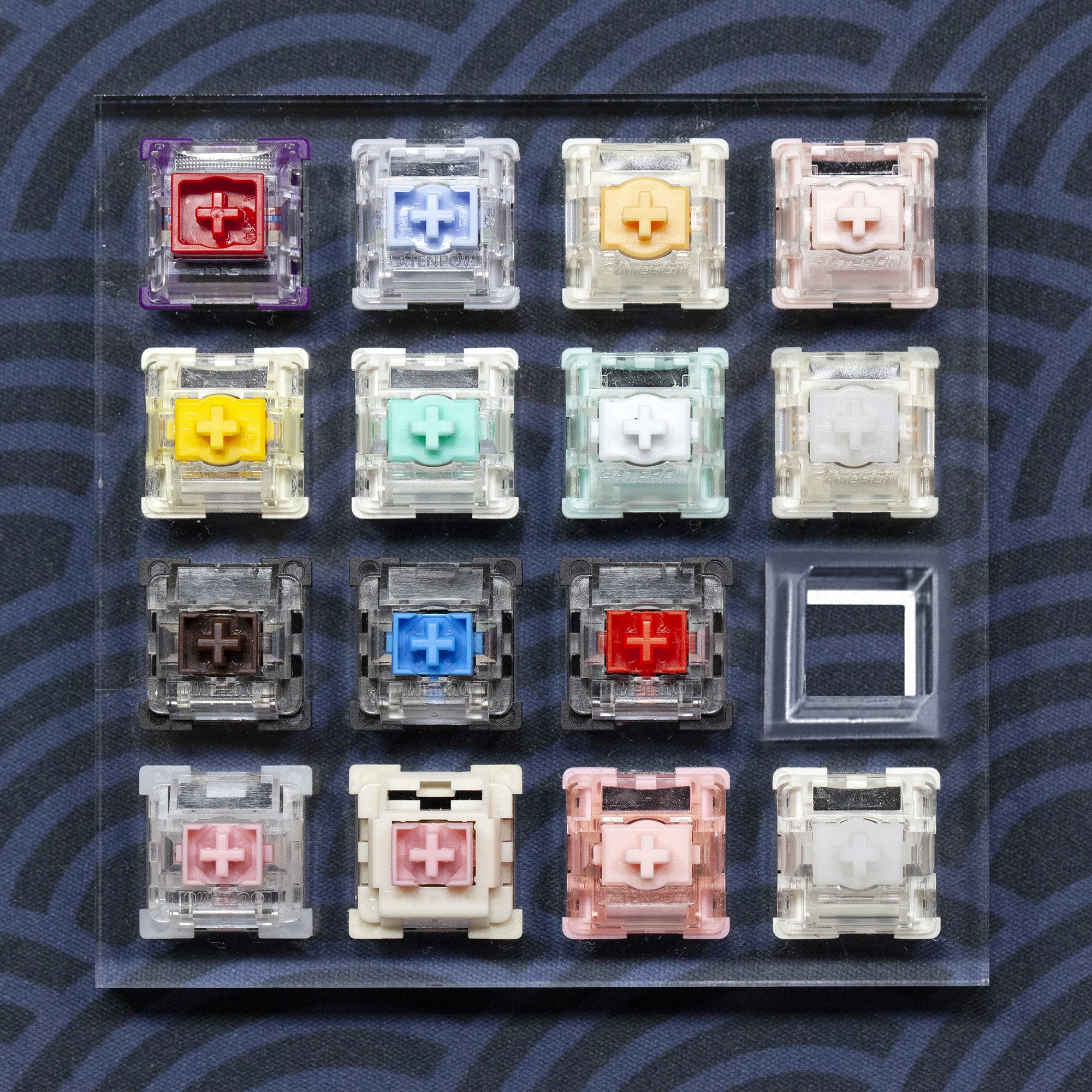 Probador de interruptor magnético con base acrílica, teclas en blanco con TTC Magneto Deng God, doble riel, Naranja, Rosa, Jade, amarillo, Jade, blanco