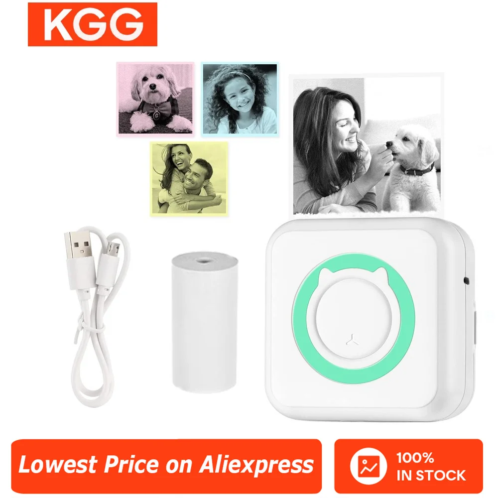 Impresora inalámbrica portátil con 1 rollo de papel de impresión, Mini impresora térmica de bolsillo con Bluetooth, Compatible con teléfono inteligente Android iOS - imagen 2