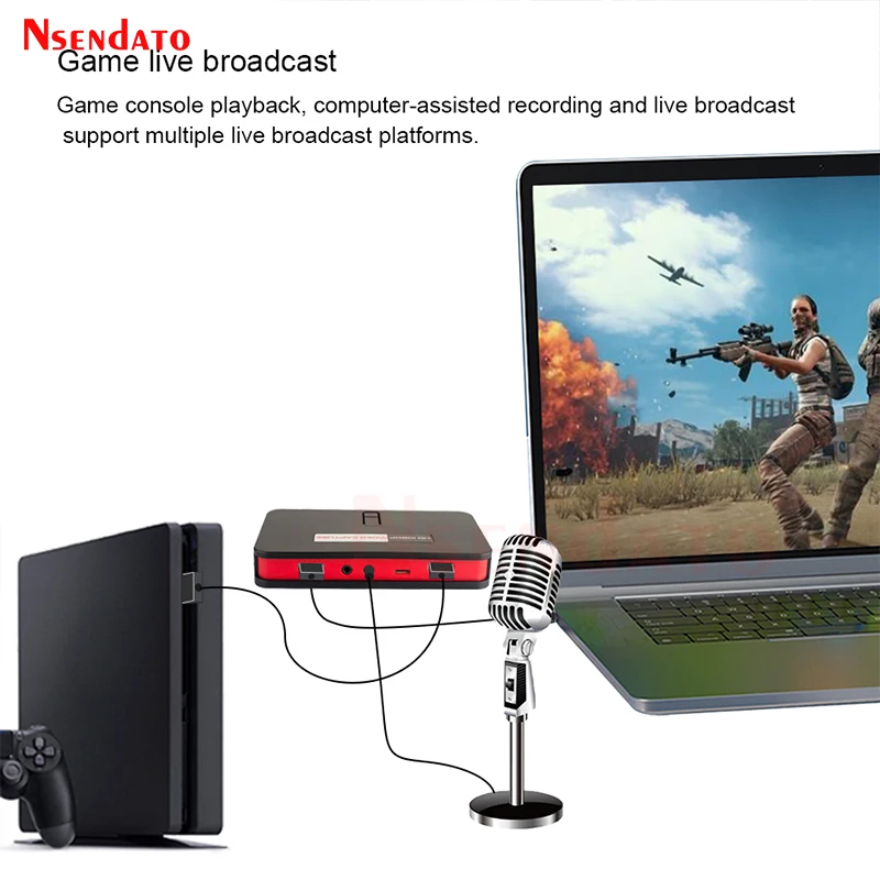 Ezcap284-Caja grabadora de juegos para Switch, XBOX, PS4, teléfono, grabación de vídeo, OBS, transmisión en vivo, 1080P, Ypbpr, AV, CVBS, captura de vídeo HDMI - imagen 4