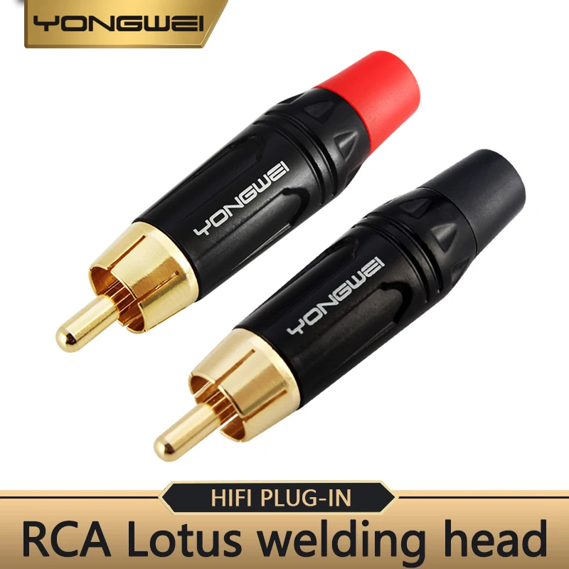 YONGWEI conector RCA Lotus dorado de cobre puro, amplificador de potencia, enchufe soldado para computadora, adecuado para audio de televisión AV