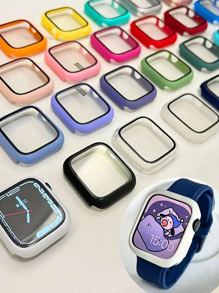 Vidrio + funda para Apple Watch 10 46mm 42mm 44mm 40mm 41mm 38MM 45mm Protector de pantalla cubierta protectora Apple Watch 8 7 9 6 SE 5 4 3 - imagen 3