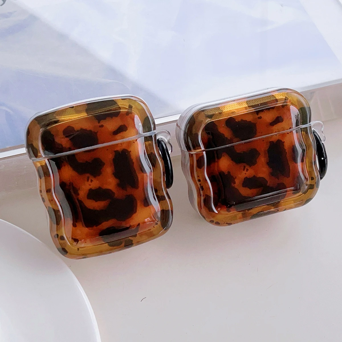 Funda brillante con diseño de ámbar marrón elegante para Apple AirPods 1, 2, 3, 4 Pro, AirPods Pro 2, funda protectora suave a prueba de golpes