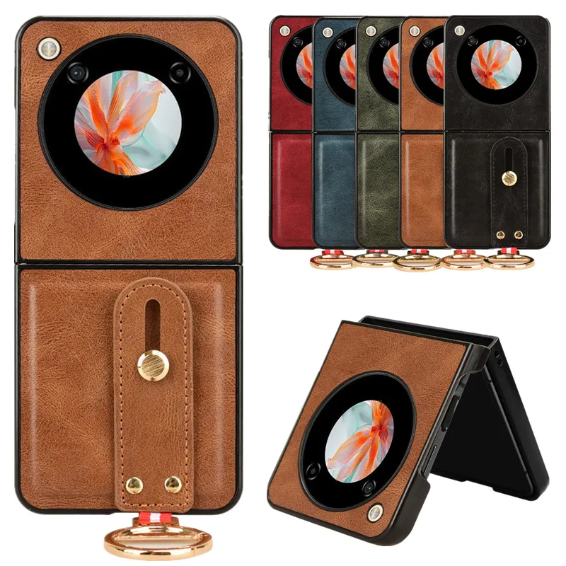 Funda de cuero con soporte de pulsera de lujo para ZTE Nubia Flip 5G, funda con anillo abridor, Coque Fundas Capa