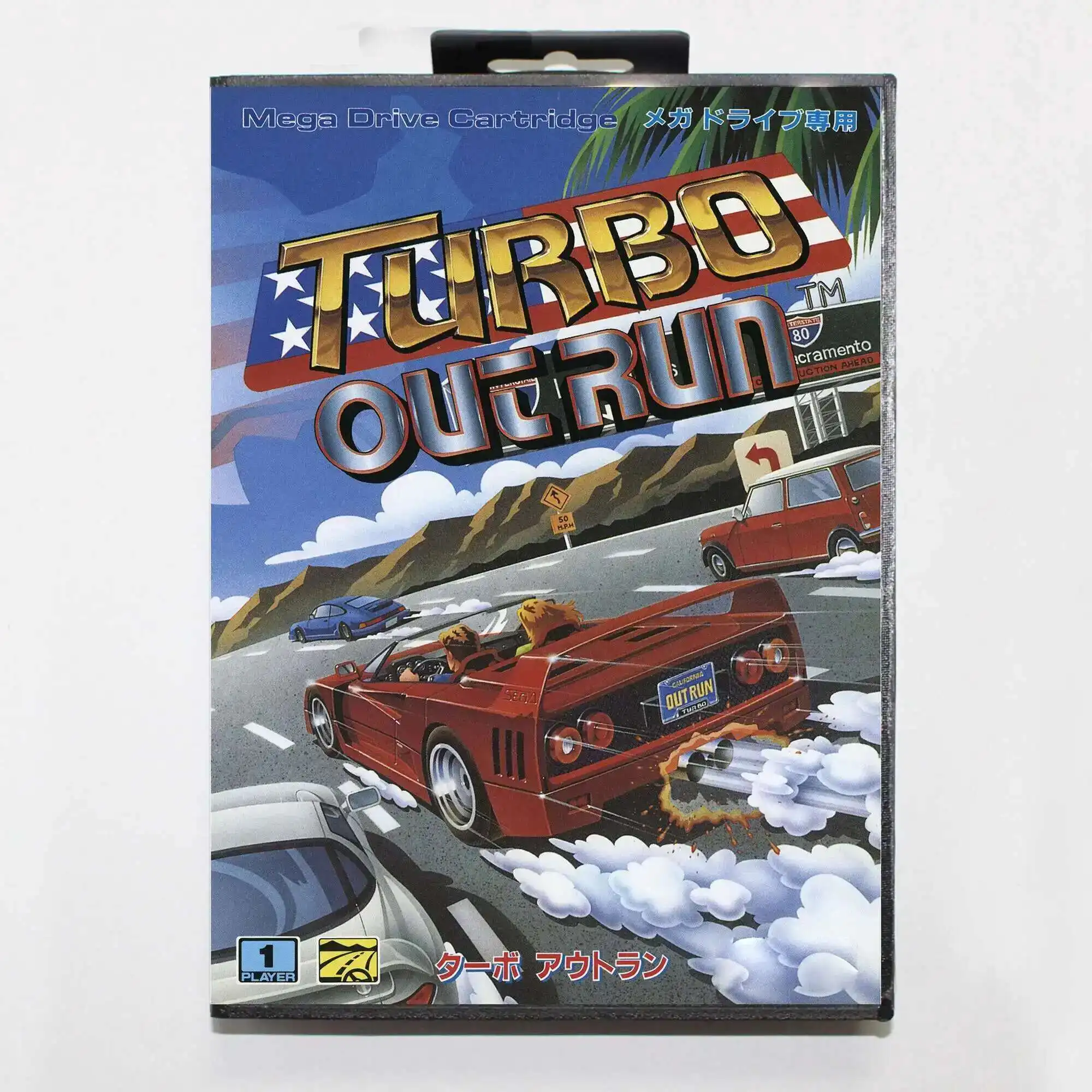 Gran oferta, tarjeta de juego Turbo Out Run con caja al por menor, carrito MD de 16 bits para sistema Sega Mega Drive/Genesis
