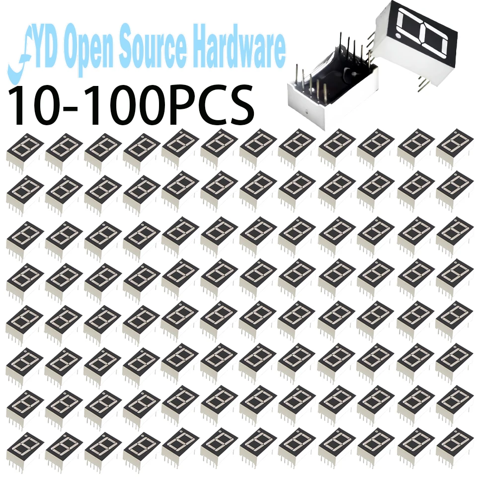 10-100 Uds 0,56 pulgadas 7 segmentos 1 pantalla LED Digital súper rojo cátodo común ANODO DIP10