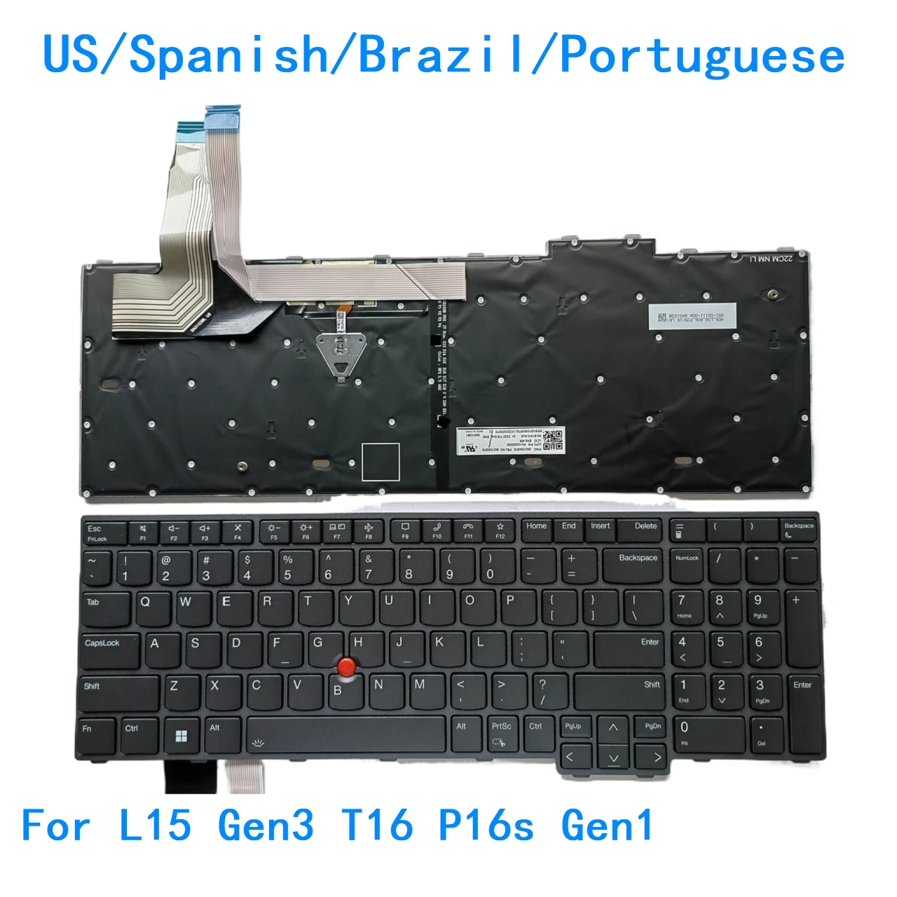 Nuevo teclado retroiluminado en idioma portugués de EE. UU., español, Brasil, para Lenovo Thinkpad L15 Gen3 T16 P16s Gen1 5N21D93876