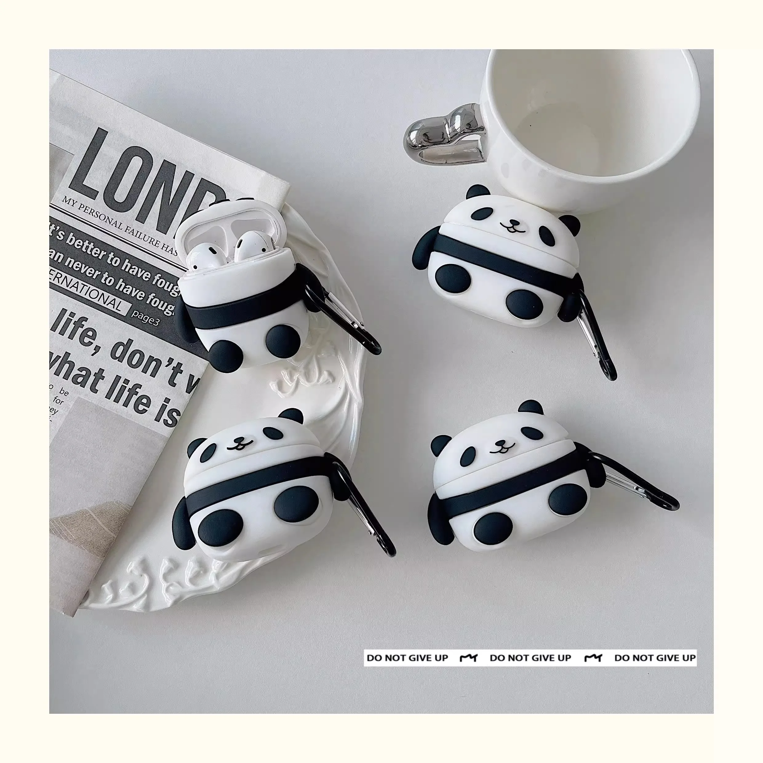 Para Airpods 1 2 3 4 Pro Pro 2 Pro 3 divertido Panda funda de silicona para auriculares accesorios cubierta - imagen 2