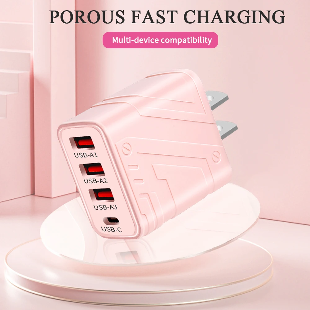 Adaptador de enchufe tipo C para móvil, carga superrápida de 40W, USB PD, 4 puertos, 3,0, UE/EE. UU., para iPhone 15, 14 Pro Max, Xiaomi, Samsung y Huawei - imagen 2