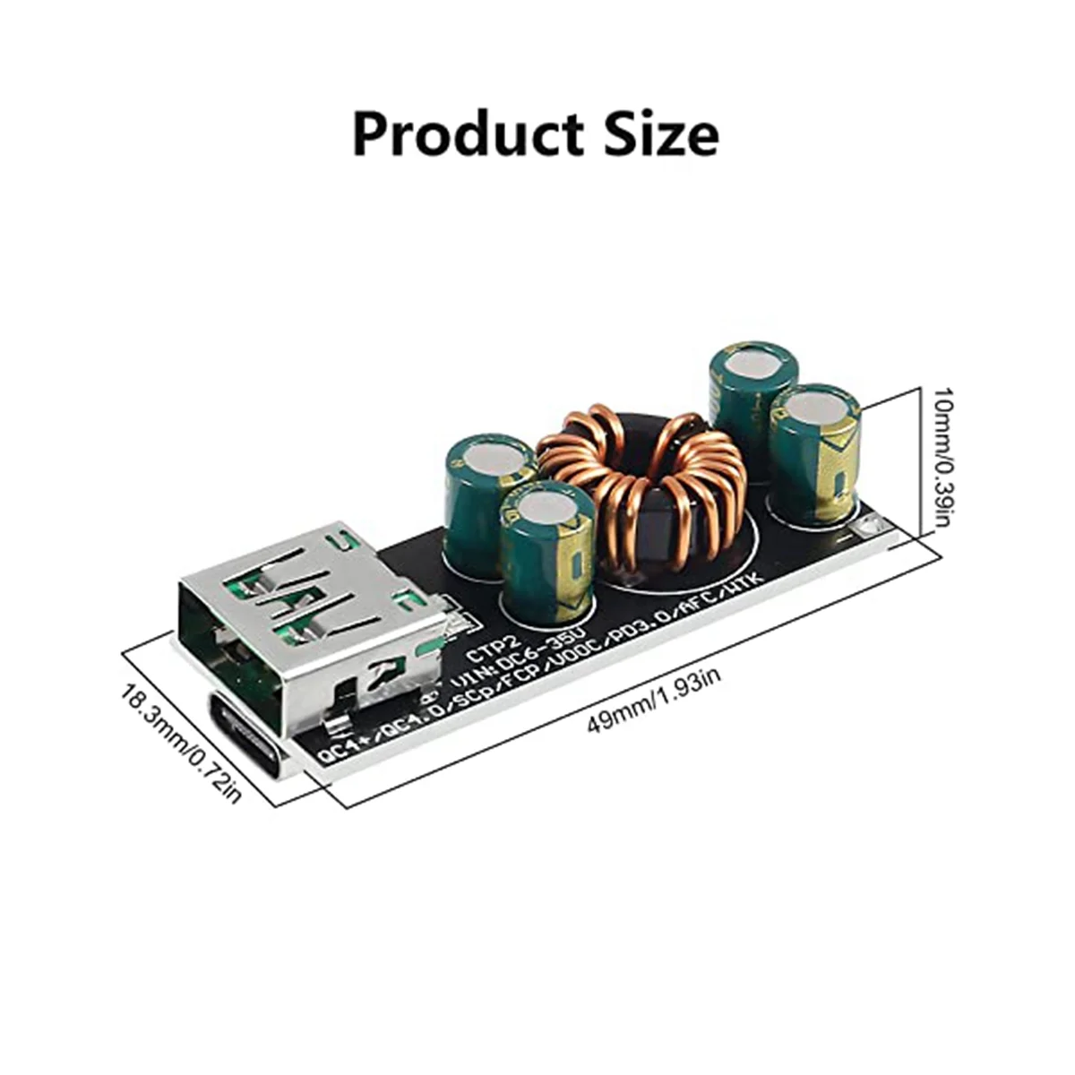 Módulo de alimentación reductor de carga rápida, dispositivo de 60W, 6-35V, CC A USB tipo C, PD 3,0, QC4.0 + y Tipo A, QC3.0, 12V, 24V, 3 piezas - imagen 4