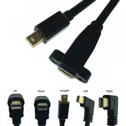 Mini DisplayPort DP macho a hembra en ángulo recto de 90 grados con cable de extensión de montaje en panel de tornillo para iMac y pantalla LED de cine