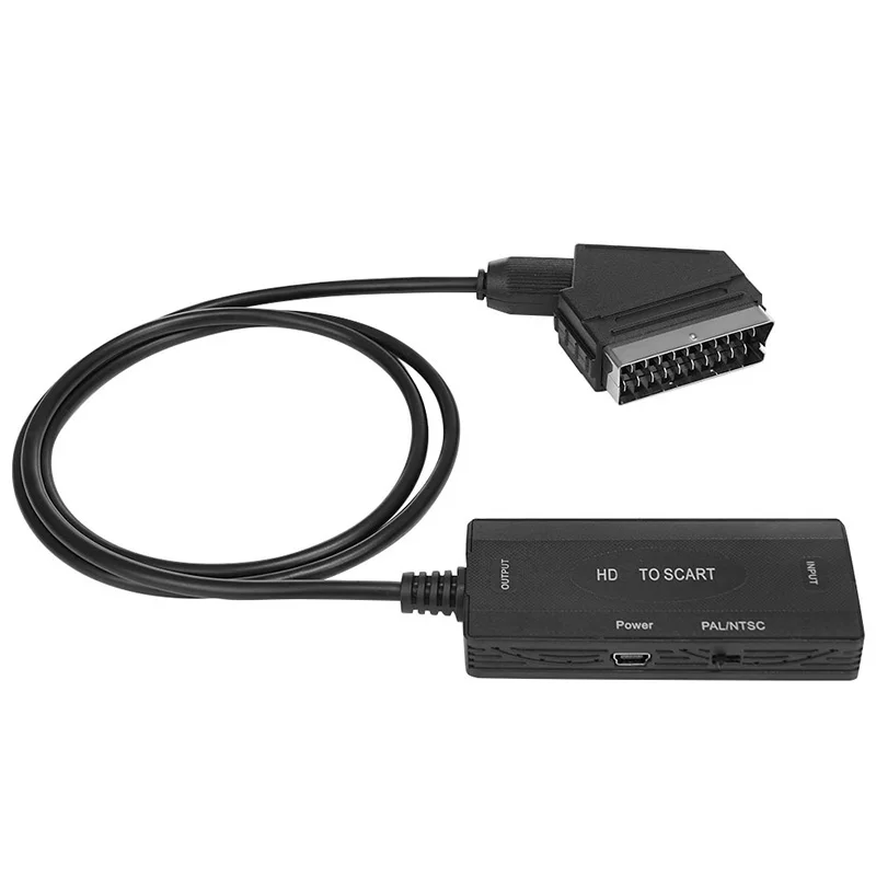 Cable convertidor de vídeo HDMI a Scart HD, adaptador de extensión de pantalla 1080P, entrada Compatible con HDMI, interruptor PAL NTSC