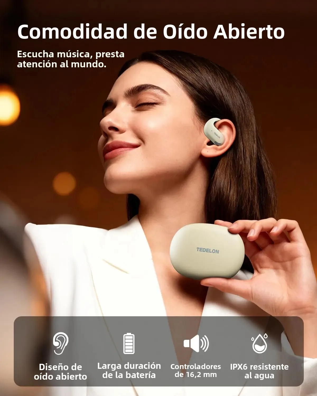 Tedelon F9 auriculares abiertos auriculares inalámbricos OWS Bluetooth 5,4 auriculares sonido HiFi TWS auriculares Bluetooth para ciclismo correr - imagen 3