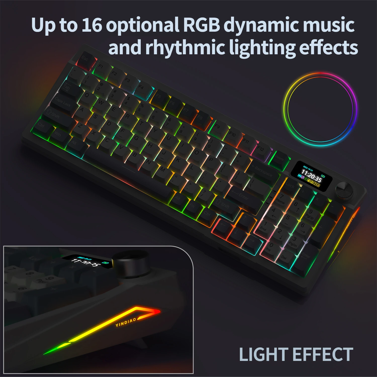 Teclado mecánico para juegos, modo triple, pantalla multibotón personalizada, teclado inalámbrico RGB Esports con pantalla inteligente TFT - imagen 5