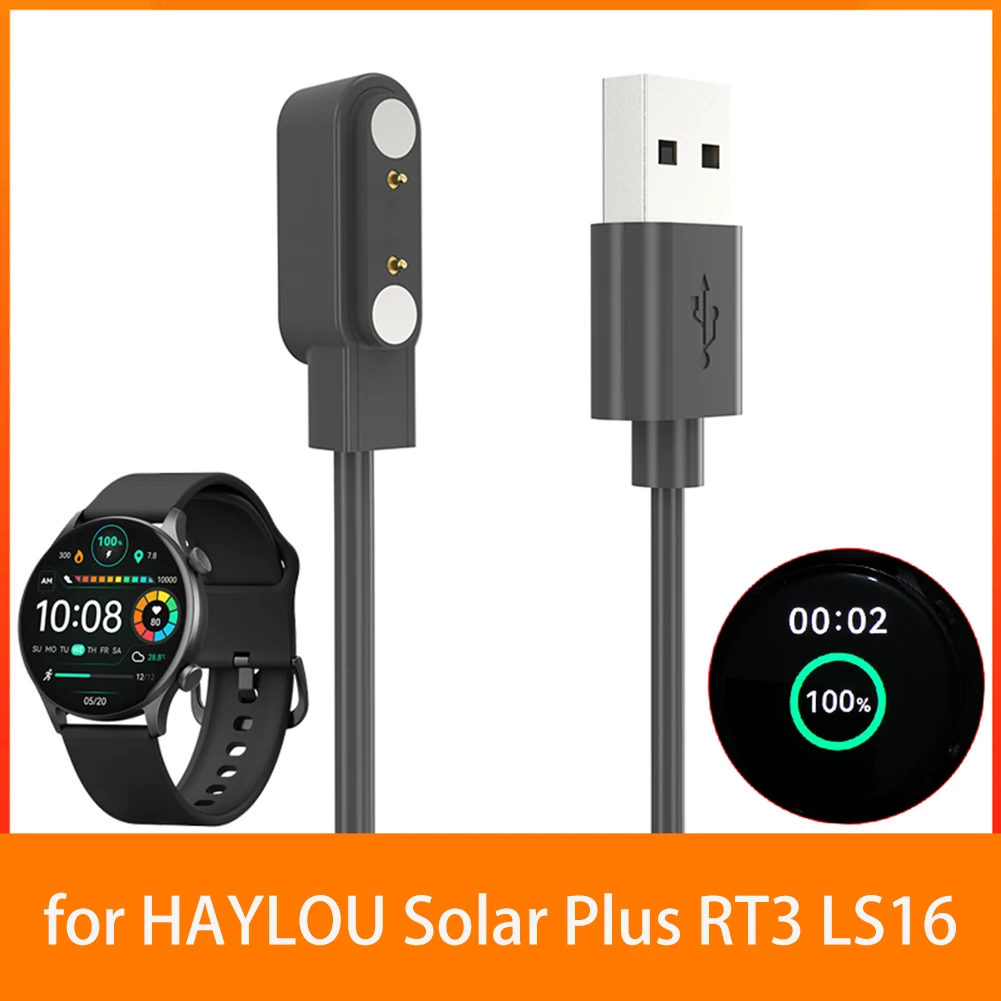 Cable de carga de 60cm, adaptador de cargador USB de repuesto, accesorios de reloj inteligente, Cable de cargador para HAYLOU Solar Plus RT3 LS16