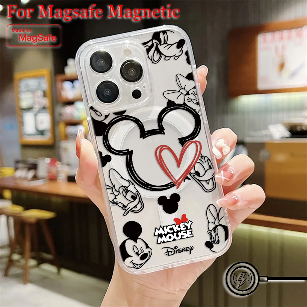 Preciosa funda de teléfono magnética Mickey Magsafe para Samsung Galaxy S25 S24 S23 S22 S21 S20 FE Plus Ultra 5G, funda transparente de TPU - imagen 5