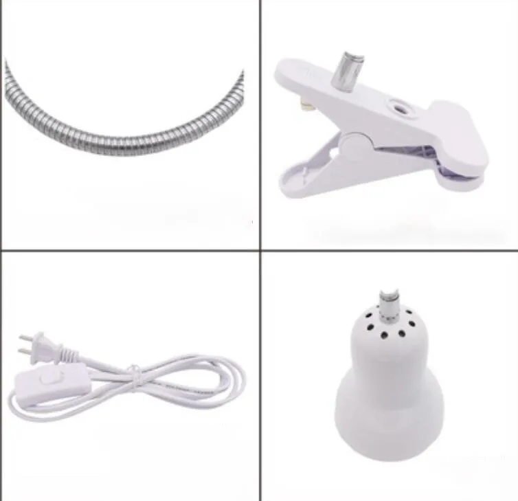 Tapa de lámpara de calefacción para reptiles E27, pantalla de lámpara, enchufe UE EE. UU., soporte de Clip para ducha, suplemento de calcio, lámpara, lagarto, tortuga - imagen 4