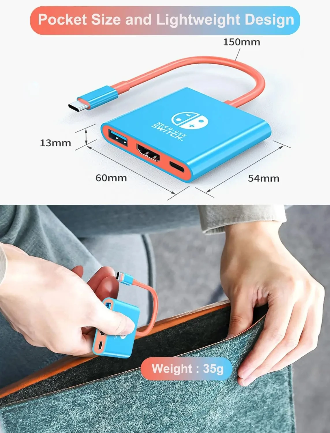 Adaptador USB C a HDMI compatible con interruptor 4K/1080P, modo de base de TV, adaptador Compatible con Steam Deck/Nintendo Switch/Switch OLED - imagen 5