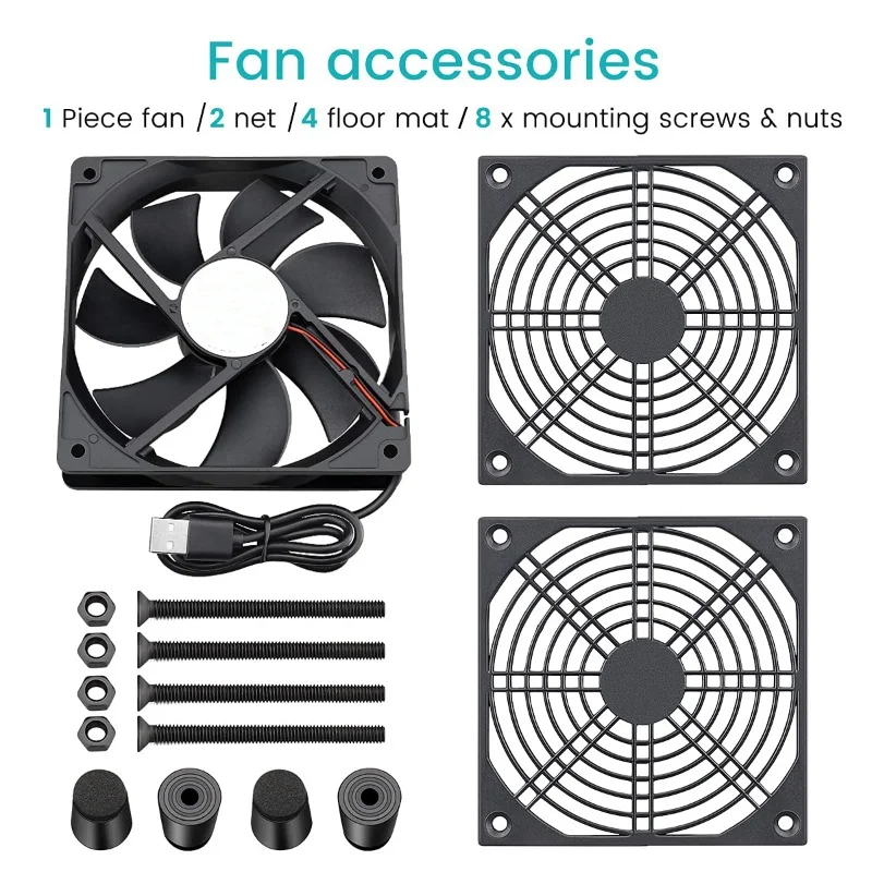 120mm x 25mm USB Silent Cooling Fans, ideal for DVRs, electronics, Xbox, dual-fan, high airflow for effective cooling - imagen 5