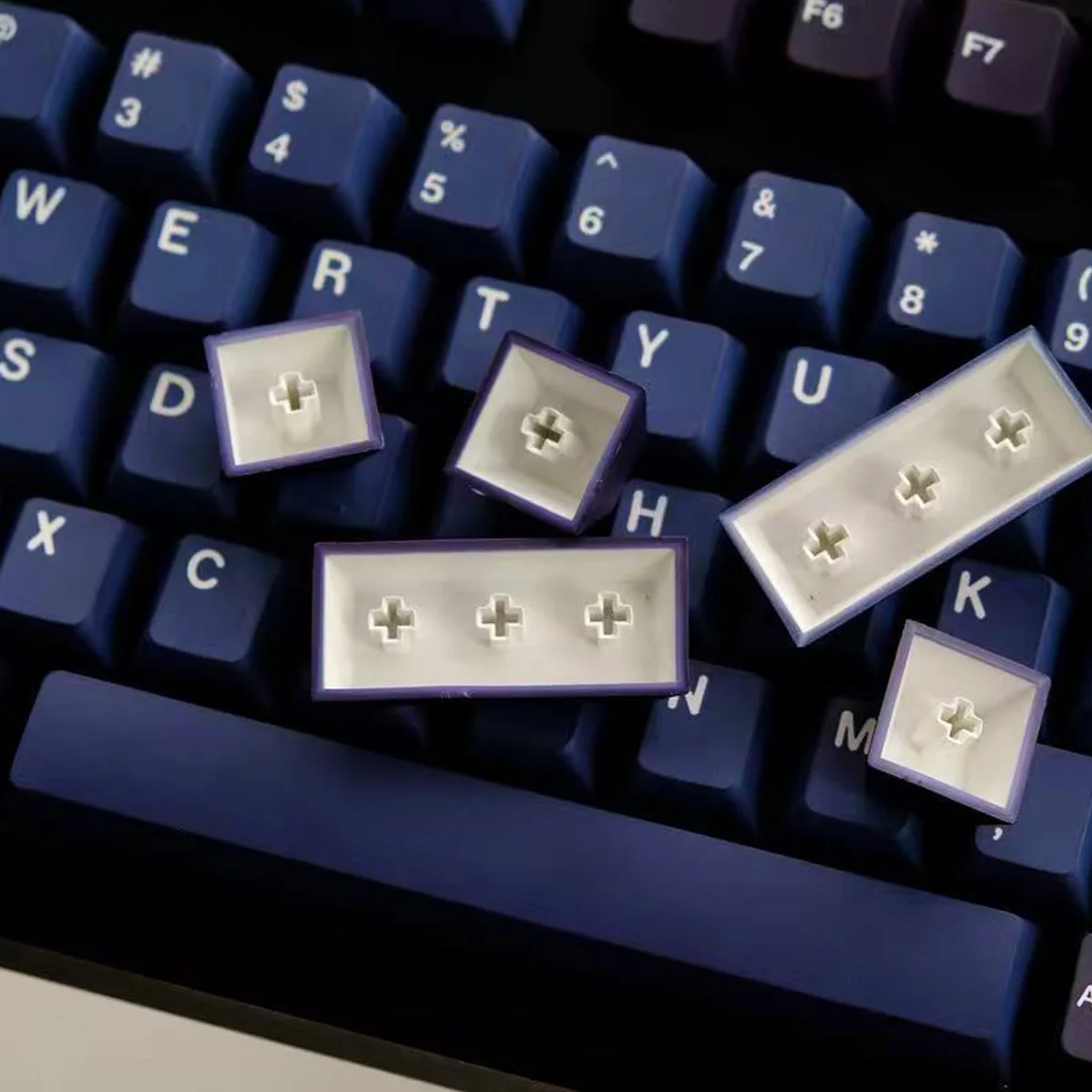 Teclas PBT con perfil de cereza de Vía Láctea, 130 teclas, subteclas de tinte de cinco lados para interruptores Gateron MX, Teclado mecánico para jugar - imagen 3