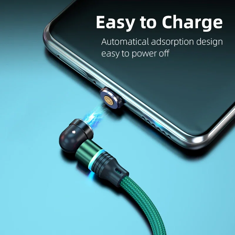 Cable magnético giratorio de 540 grados, Cable de carga rápida 3A para iPhone, Cable USB C para huawei p30 Pro, Cable Micro Usb para teléfono móvil - imagen 5